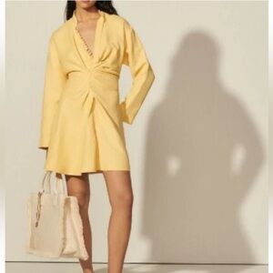 SANDRO Amaria yellow linen mini dress size 38 Like new